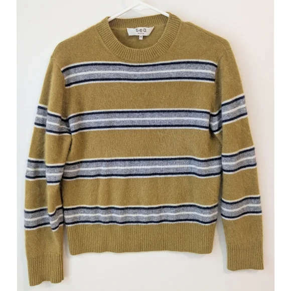 Sea New York Salene Stripe Cashmere Boxy Boyfriend Sweater - Picture 2 of 6